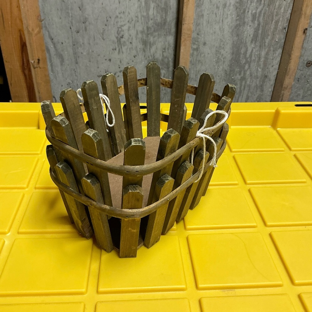 The Spring Shop Small Rectangular Wood Basket Set of 2 Brown Free Standing